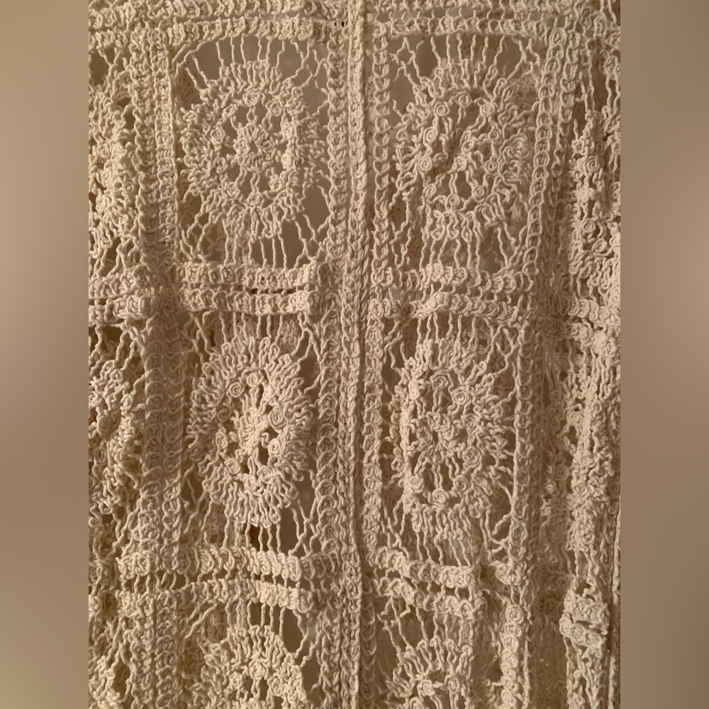 NWT Anthropologie Raj Natural Cream Crochet Duster OS Cardigan New Sweater - Picture 6 of 6